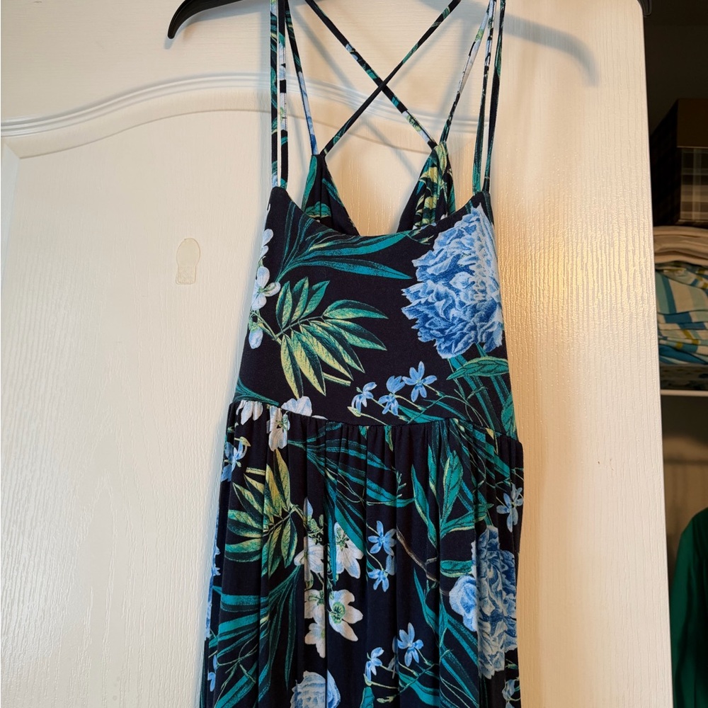 Old Navy Blue and Green Floral Dress